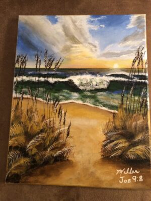 He alone stretches out the heavens
and treads on the waves of the sea. Job 9:8 Waves and Sea Oats (Job 9:8)