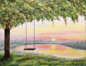 He makes me lie down in green pastures, he leads me beside quiet waters, Psalm 23:2 "The Swing"