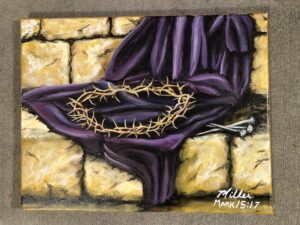 They put a purple robe on him, then twisted together a crown of thorns and set it on him. Mark 15:17 Crown of Thorns