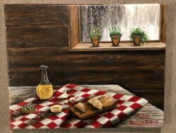 "Picnic in the Rain" -- Oil to make their faces shine, and bread that sustains their hearts. Psalm 104:15 "Picnic in the Rain"
