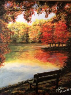 "Quiet Bench by the Lake" -- He makes me lie down in green pastures, he leads me beside quiet waters Psalm23:2 "Quiet Bench by the Lake"