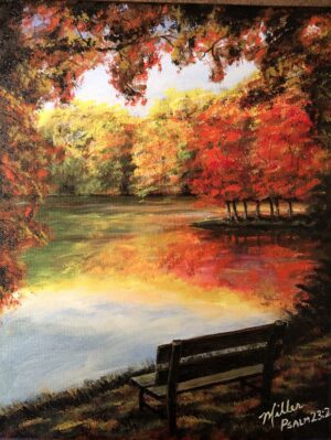 He makes me lie down in green pastures, he leads me beside quiet waters Psalm23:2 "Quiet Bench by the Lake"