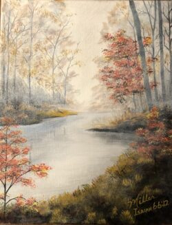 "Red Trees and the River" -- I will extend peace to her like a river, and the wealth of nations like a flooding stream. Isaiah 66:12 "Red Trees and the River"