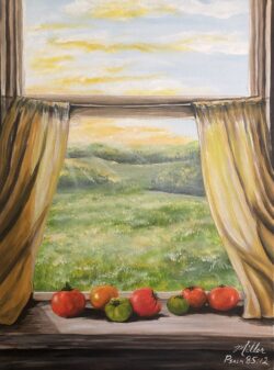 "Tomatoes in the Window" -- The Lord will indeed give what is good, and our land will yield its harvest. Psalm 85:12 "Tomatoes in the Window"